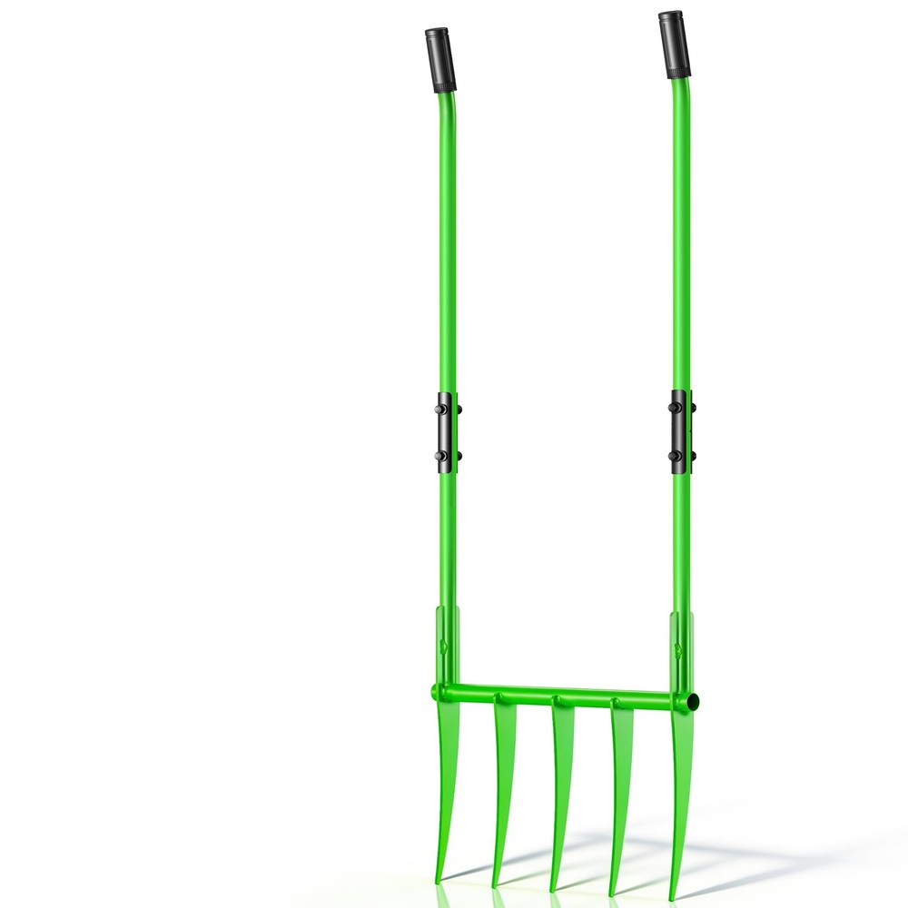 56'' Heavy Duty Broadfork for All the Soils, Unbreakable Pitchfork, 5 Sharp C...