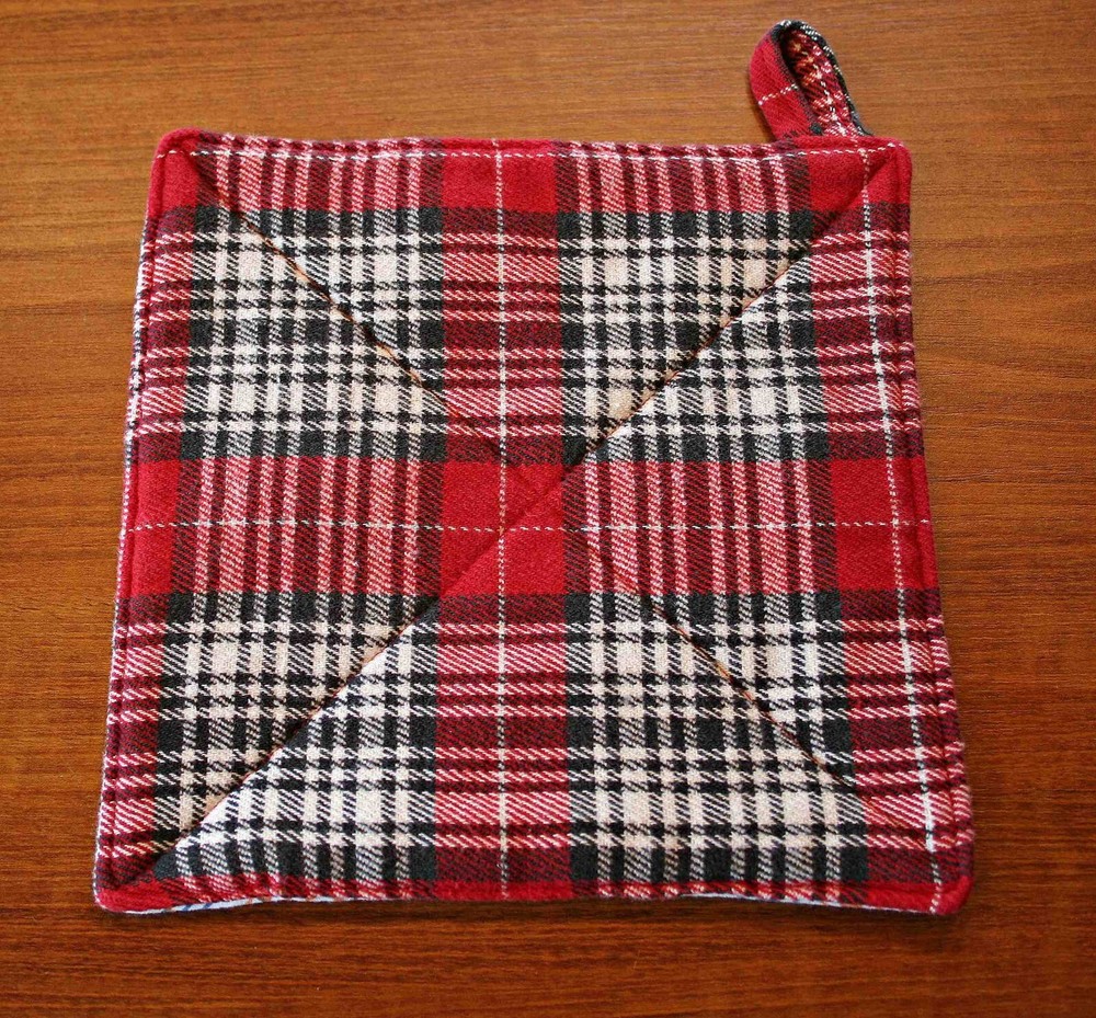 Handmade Single Potholder: Patchwork Quilted 7" Square New