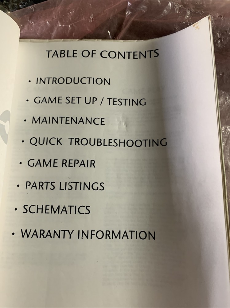 CYCLONE ICE arcade game manual