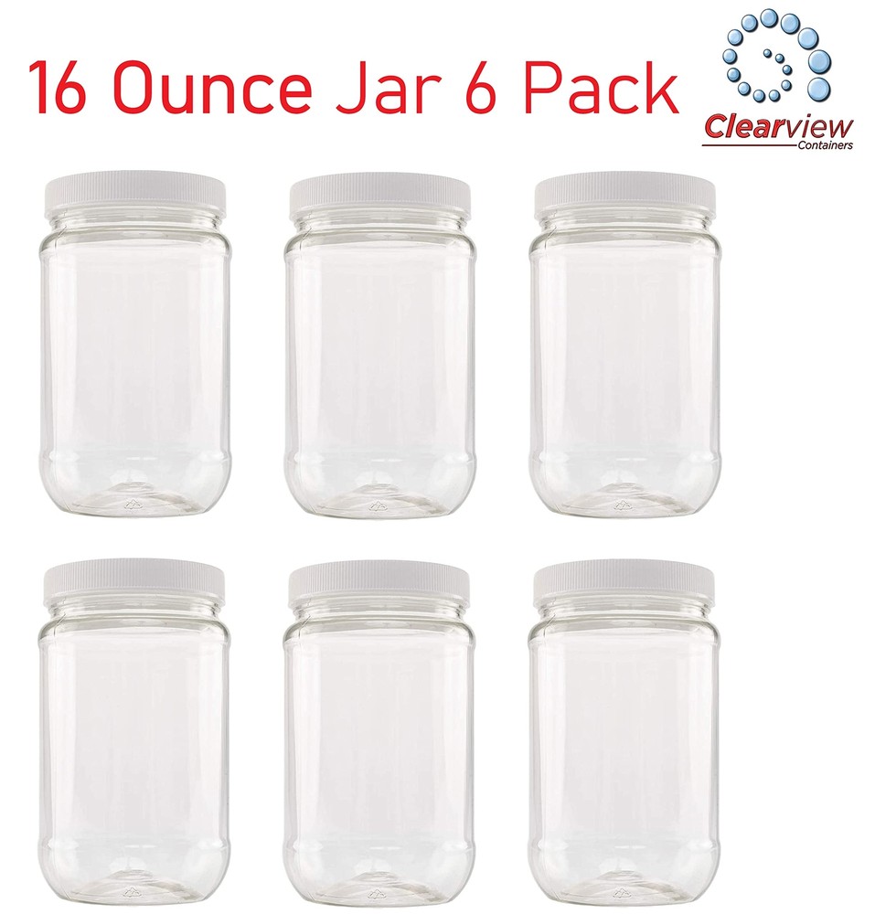 CLEARVIEW 1 Quart Plastic Jar - 6 Pack | Containers and Organization 32 Ounce...