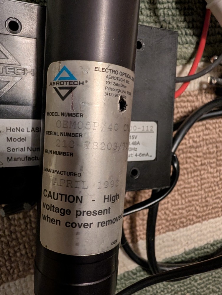 Aero Tech HeNe Laser Power Supply & Electronics Optical model OEM05P/40