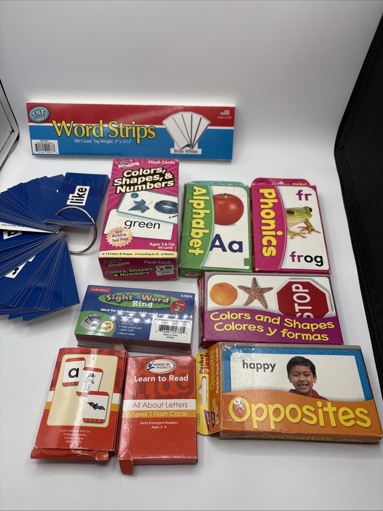 Various Math/Reading /sight Words Flash Cards & Word Strips Some Pre-owned