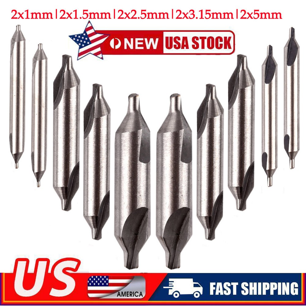 10Pcs 60 Degree Countersink Double Ended Center Drill Bits HSS Machining Tools