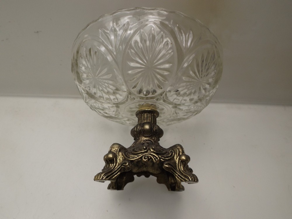 Vintage Bronze Bottom Glass Bowl
