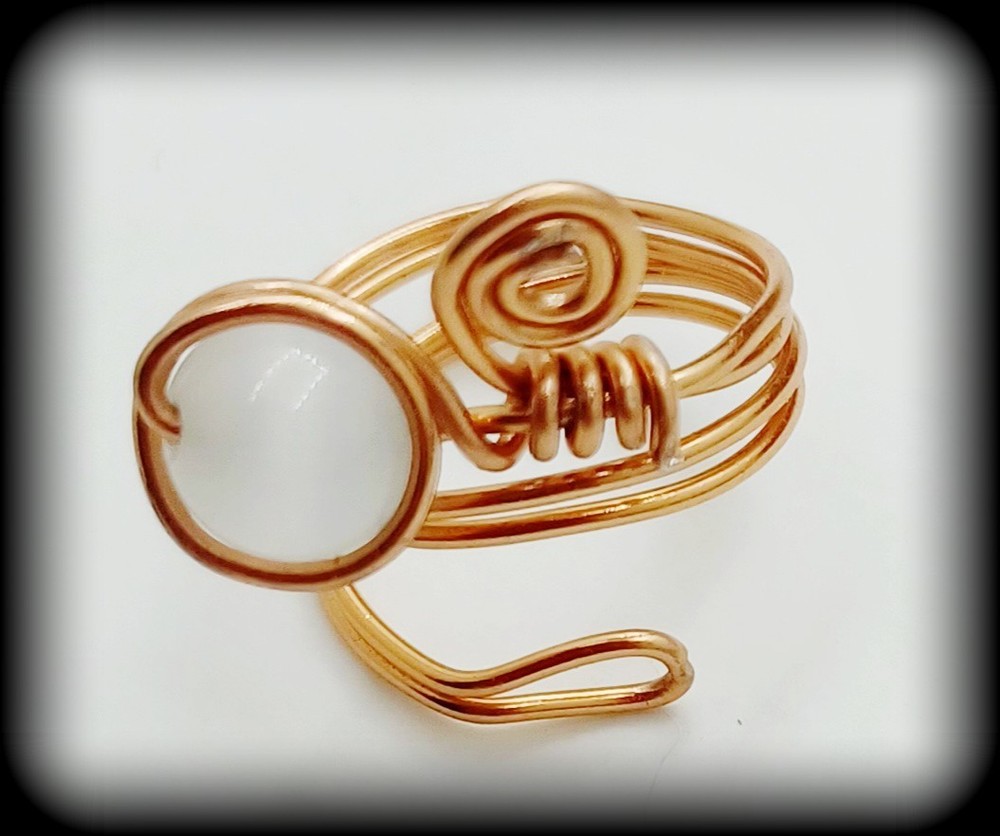 Handcrafted Wire Wrapped Adjustable Beaded Ring