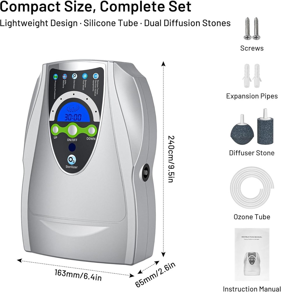 Ozone Machine Generator, Multifunctional with Timer, 500mg/h Portable Ozone M...