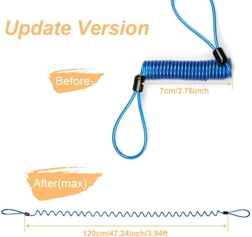 Reminder Cable, [2 Pack] Disc Lock Cable,Security Steel Wire Spring Reminder Rop