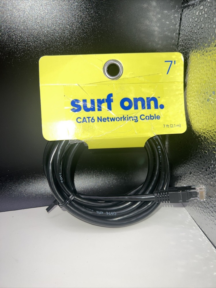 Surf ONN CAT6 Networking Cable 7' Black NEW In Pack