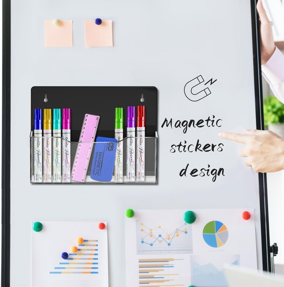 2Pack Strong Magnetic File Holder Large Clear Acrylic Wall File Folder Organizer