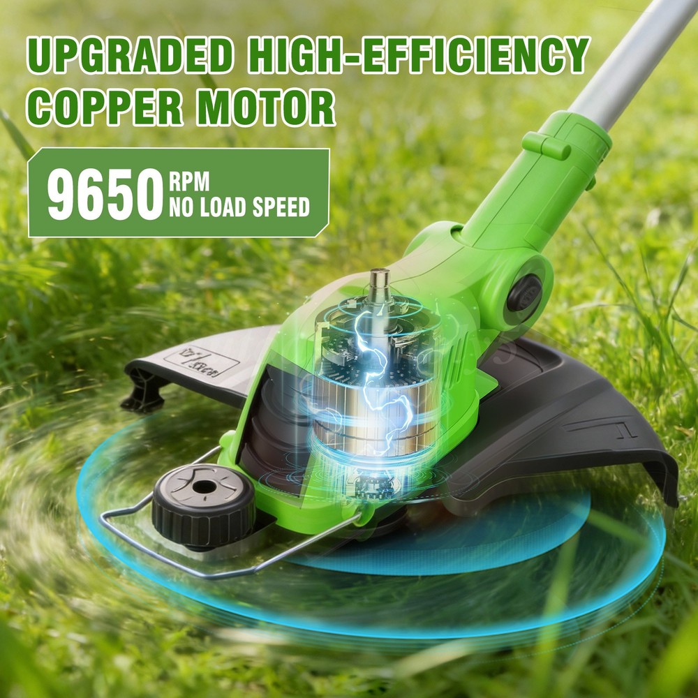 Cordless String Trimmer, Edger WeedWhacker Grass Eater Lawn Cutter w/ 2 Battery