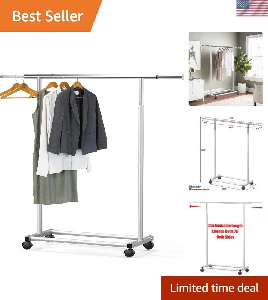 Space-Saving Silver Garment Rack with Quick Assembly and Sturdy Construction