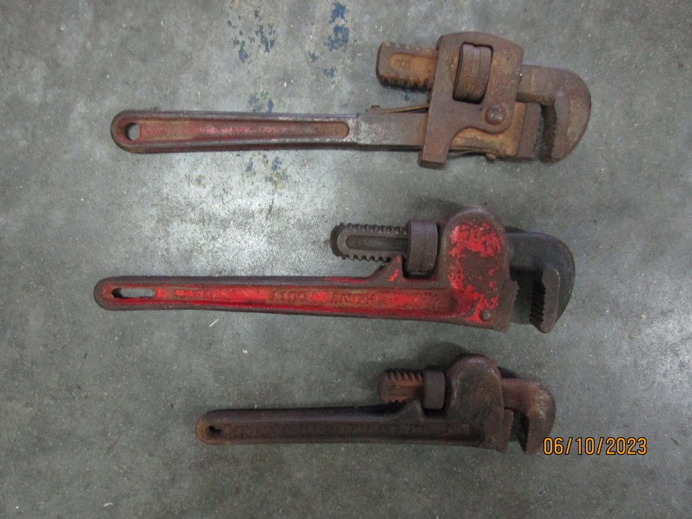 3 Vintage Small Pipe Wrenches Erie Tool Co Fleet & More