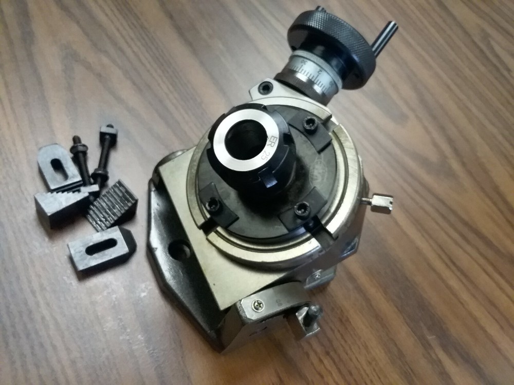 4" PRECISION TILTING ROTARY TABLE w. ER25 collet chuck adapter #TTSK-100ER25