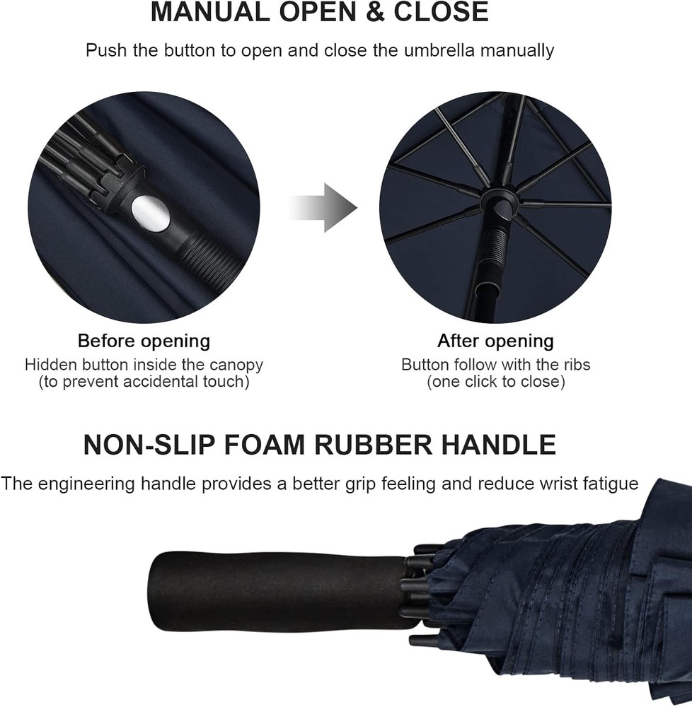 80 Inch Oversize Vented Windproof Umbrella