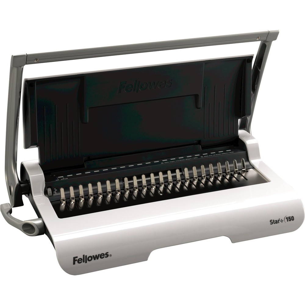 Fellowes Star Plus Comb Binding Machine Manual Punches Binds 150 Sheets Gray