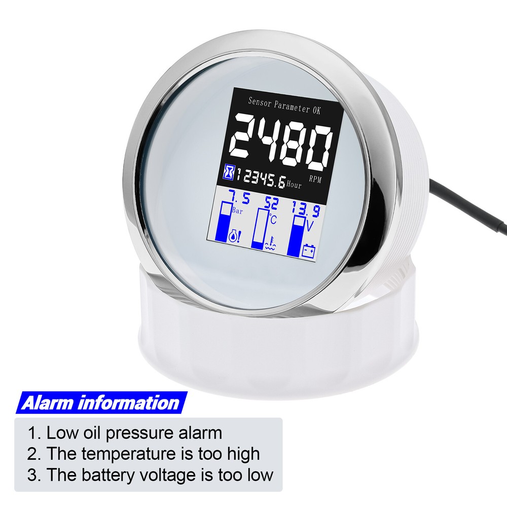 85MM NMEA 2000 Multi-function Gauge Tachometer Water Temp Oil Press Voltmeter