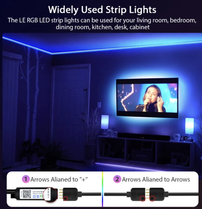 5M Flexible RGB Strip Lights with Bluetooth Remote Control (16.4 Ft)