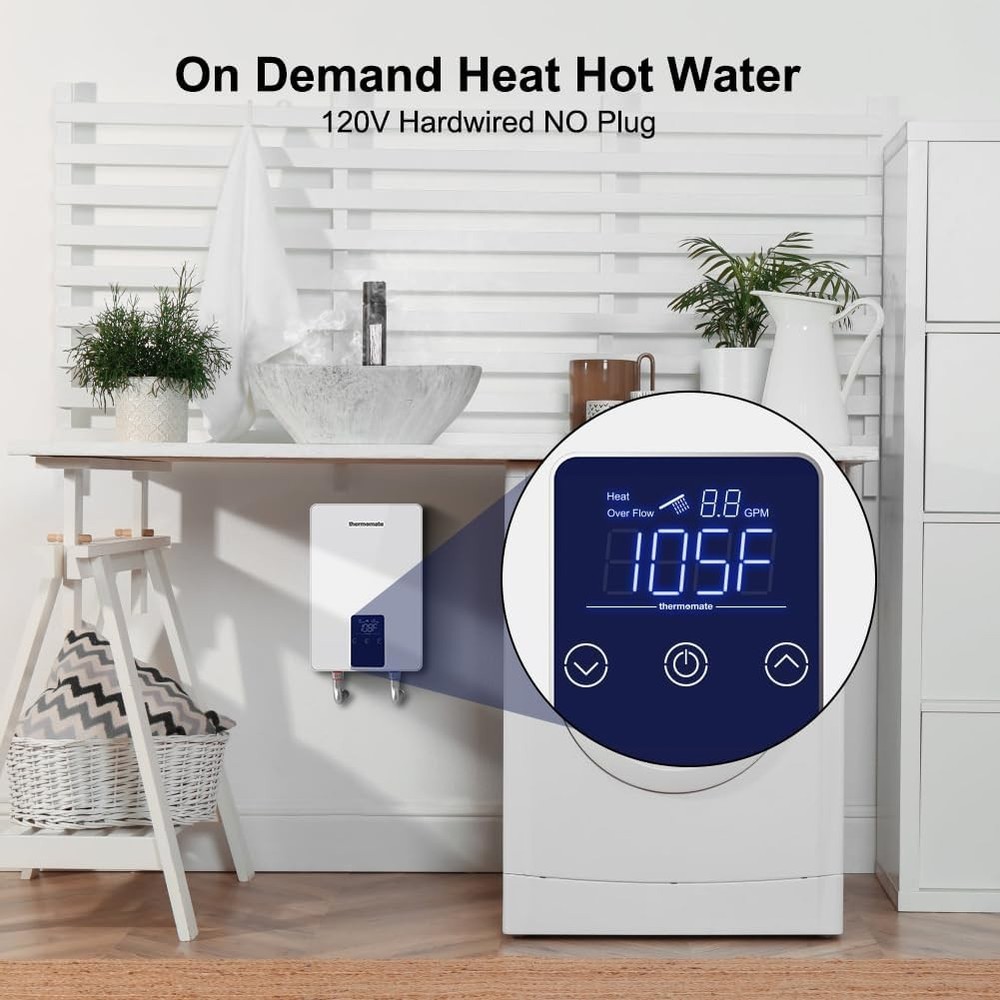 Mini Tankless Water Heater Electric 120V 4500W Point of Use for Sink Faucet CSA