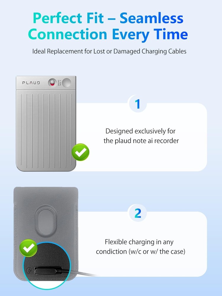 YANMONGI [2-Pack] Charger Cable Compatible with PLAUD 2-Pack USB Cable, Black