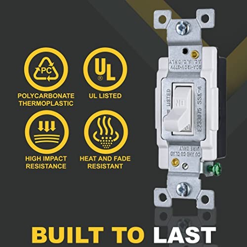 White Toggle Light Switch (1-Pack) | Single-Pole Wall Light Switch 20A 1-Pack