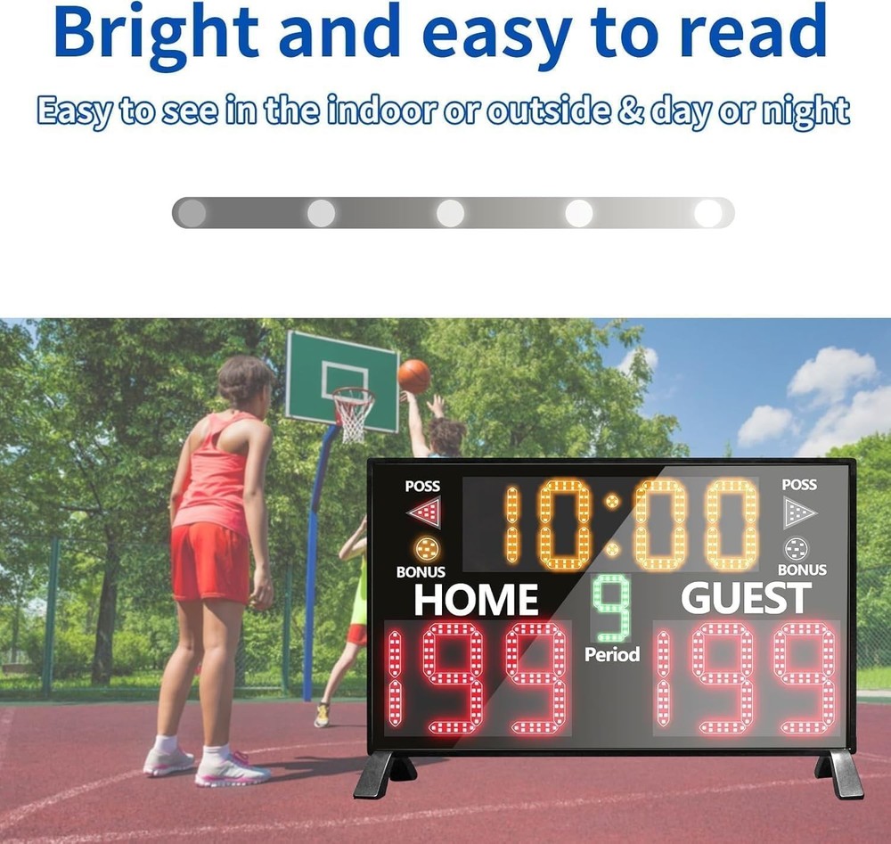 Big LED Digital Electronic Portable Basketball Scoreboard Timer Clock Remote Sco