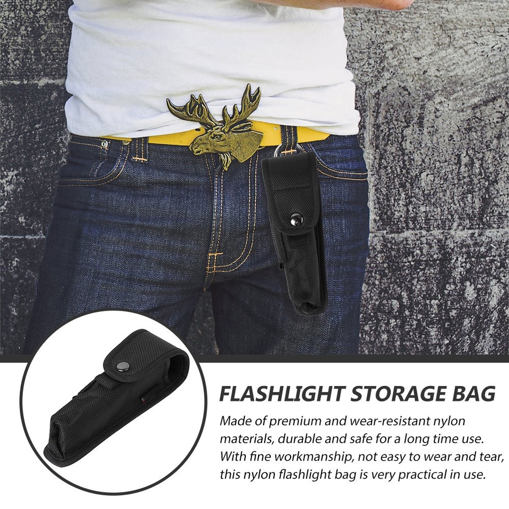2 Pcs Nylon Flashlight Pouch Multi-function Bag Portable Holder Accessory