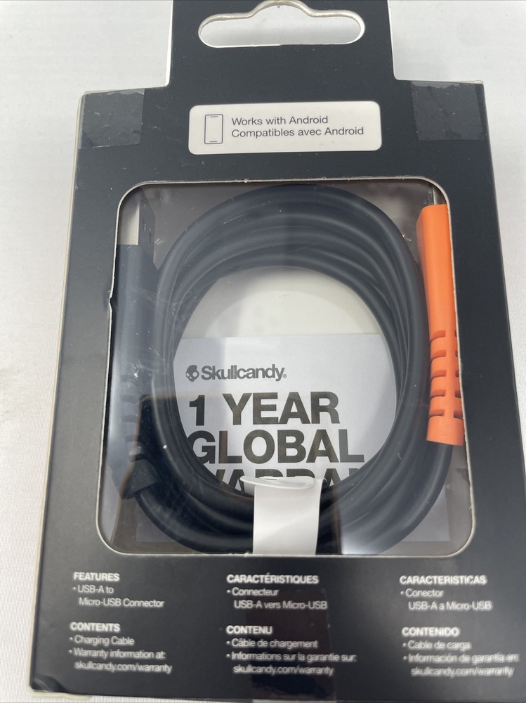 Skullcandy Line Charging Cable USB-A to Micro-USB Connector Works android 2 pack