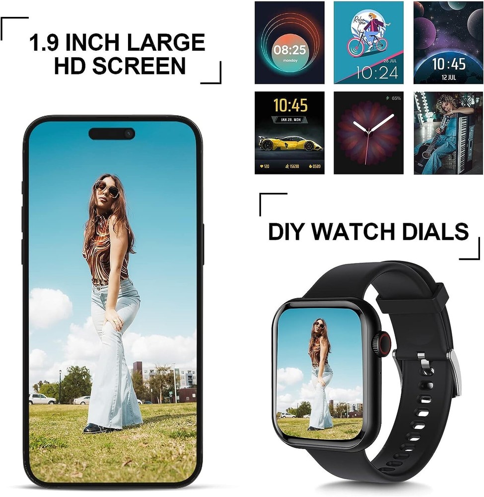 Aeifond Smart Watch for Android iOS(Answer/Make Call) - 1.9" Full Touch Screen