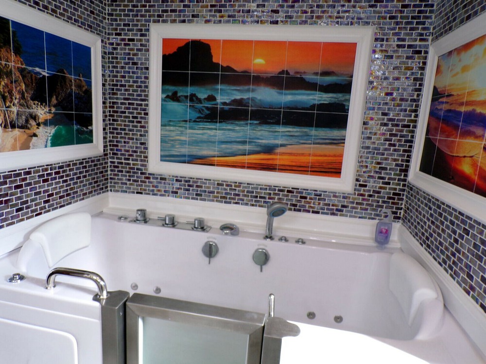 36 x 24 Mural Ceramic Ocean Sunset Decor Bath Tile #365