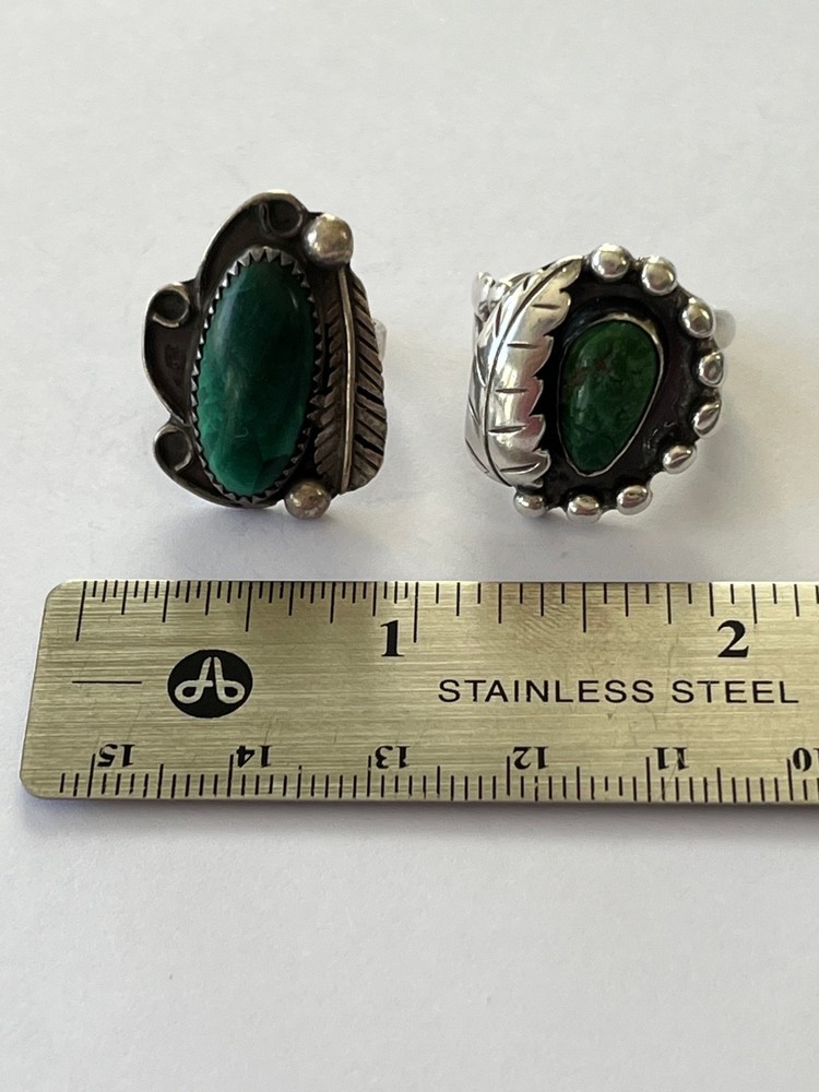 TWO Native American Shadow Feather Rings - Size 7 & 8