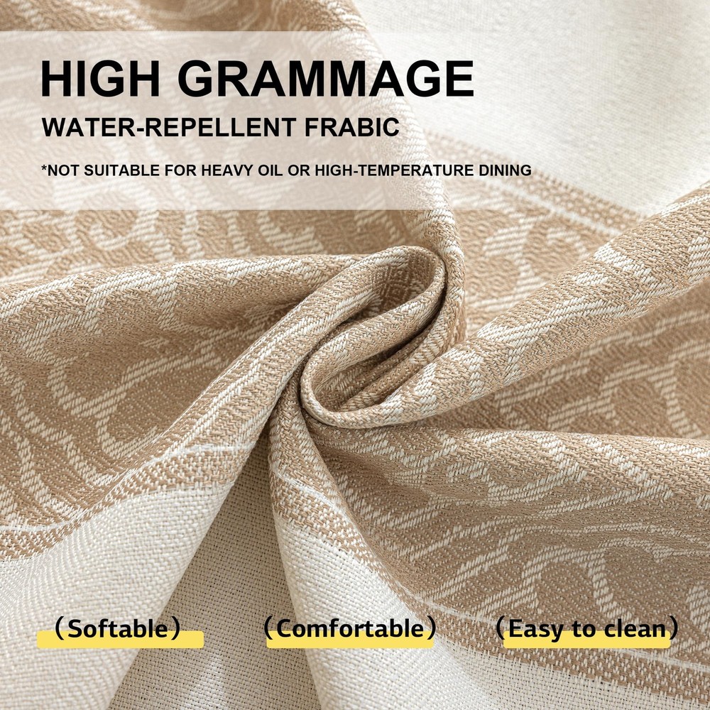 Nordic Beige Rectangular Tablecloth, Premium Drape, Water & Stain Resistant, ...