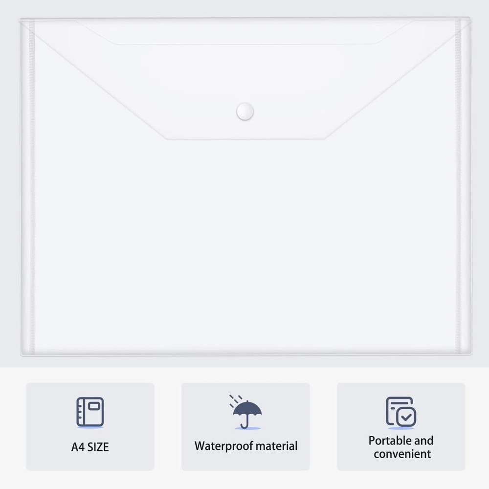 30pcs Plastic Envelopes, Clear Reusable Poly Envelope Waterproof File Folder