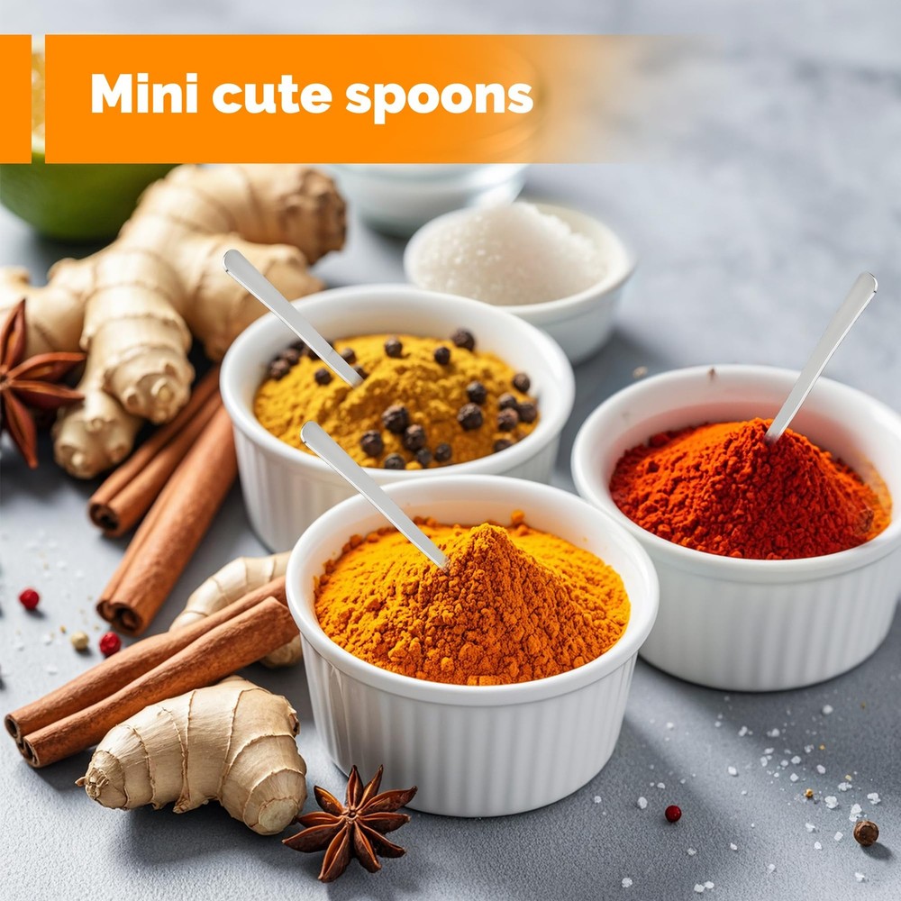 3.93" Mini Spoons 8pcs, Tiny Stainless Steel Spoon for Spice mini, Silver