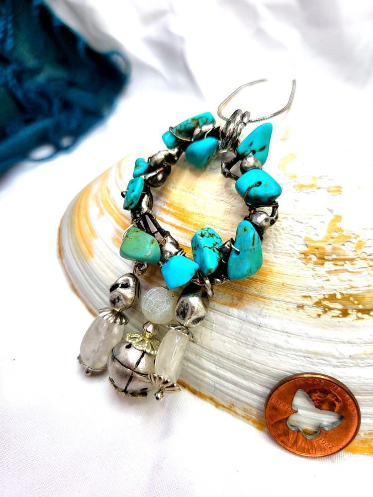 Turquoise Chip & Clear Quartz Pendant