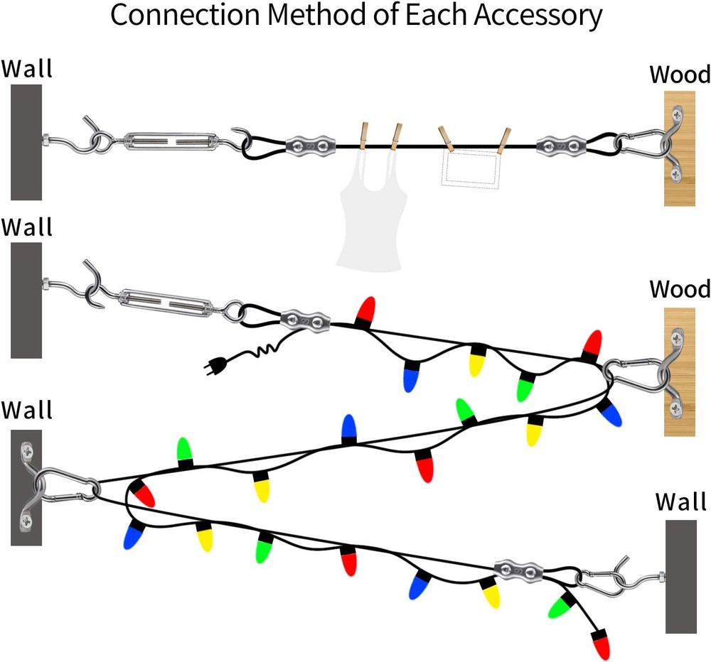 String Lights Hanging Kit,Globe String Lights Suspension Kit,Outdoor Light Guide
