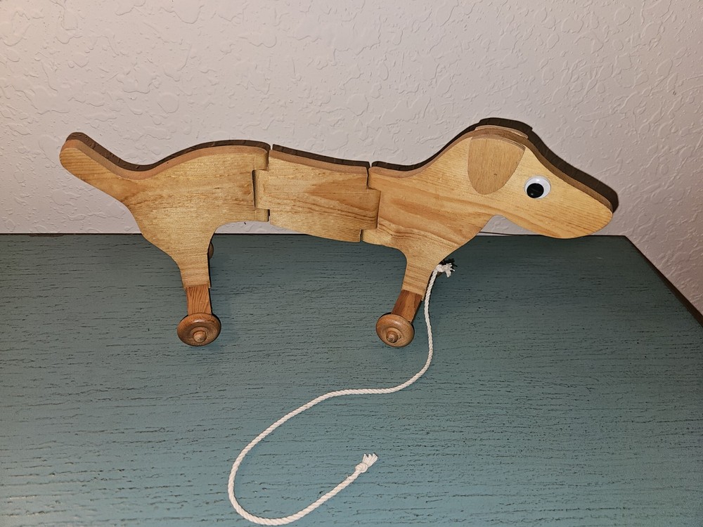 Vintage Daschund Wooden Pull Toy