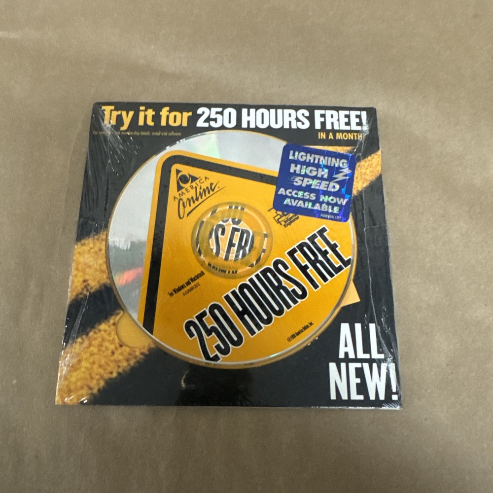Vintage AOL Version 250 Hours Free For Windows or Mac