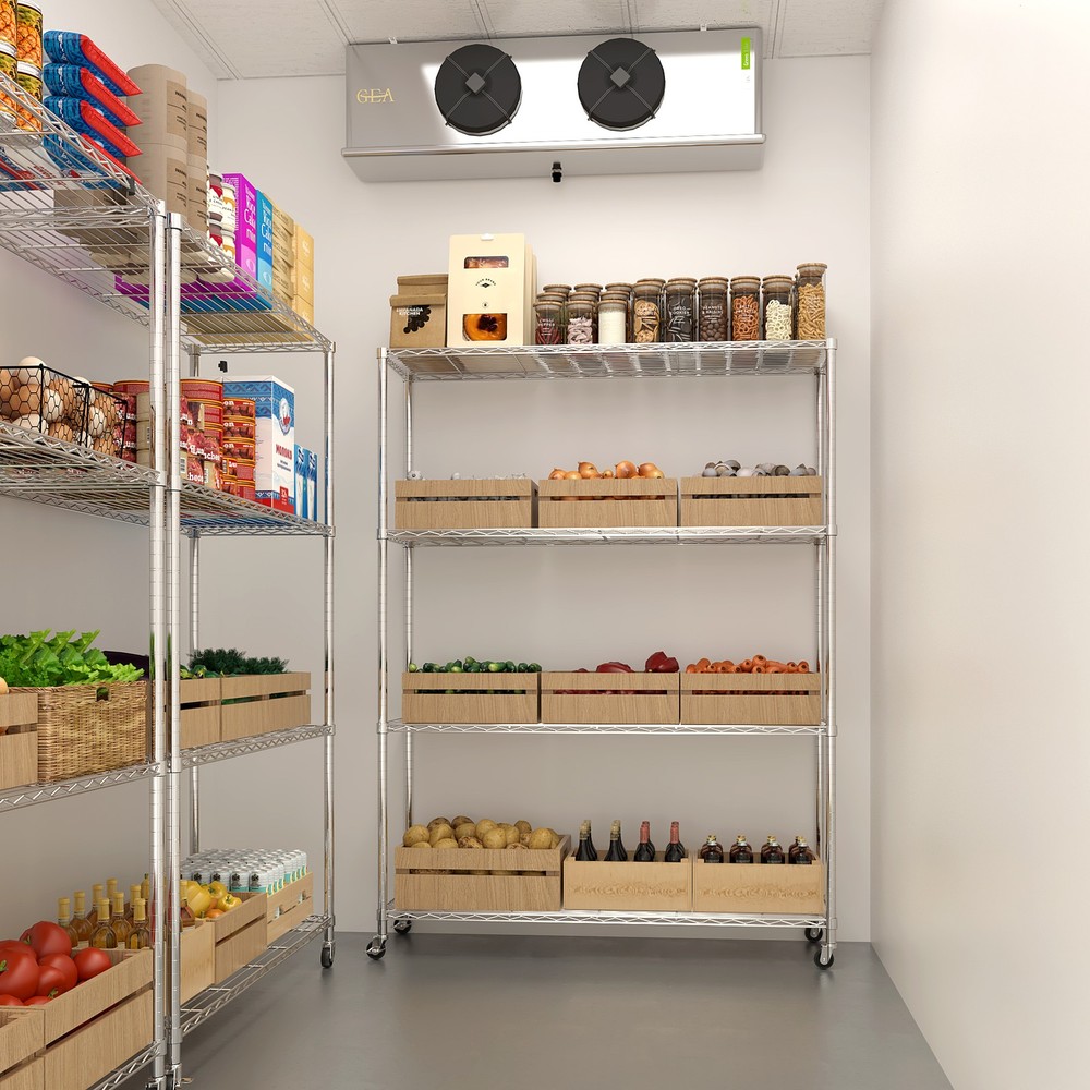 46x17x65" Heavy Duty Wire Rolling Storage Shelf Rack with Wheels Adjustable Rack