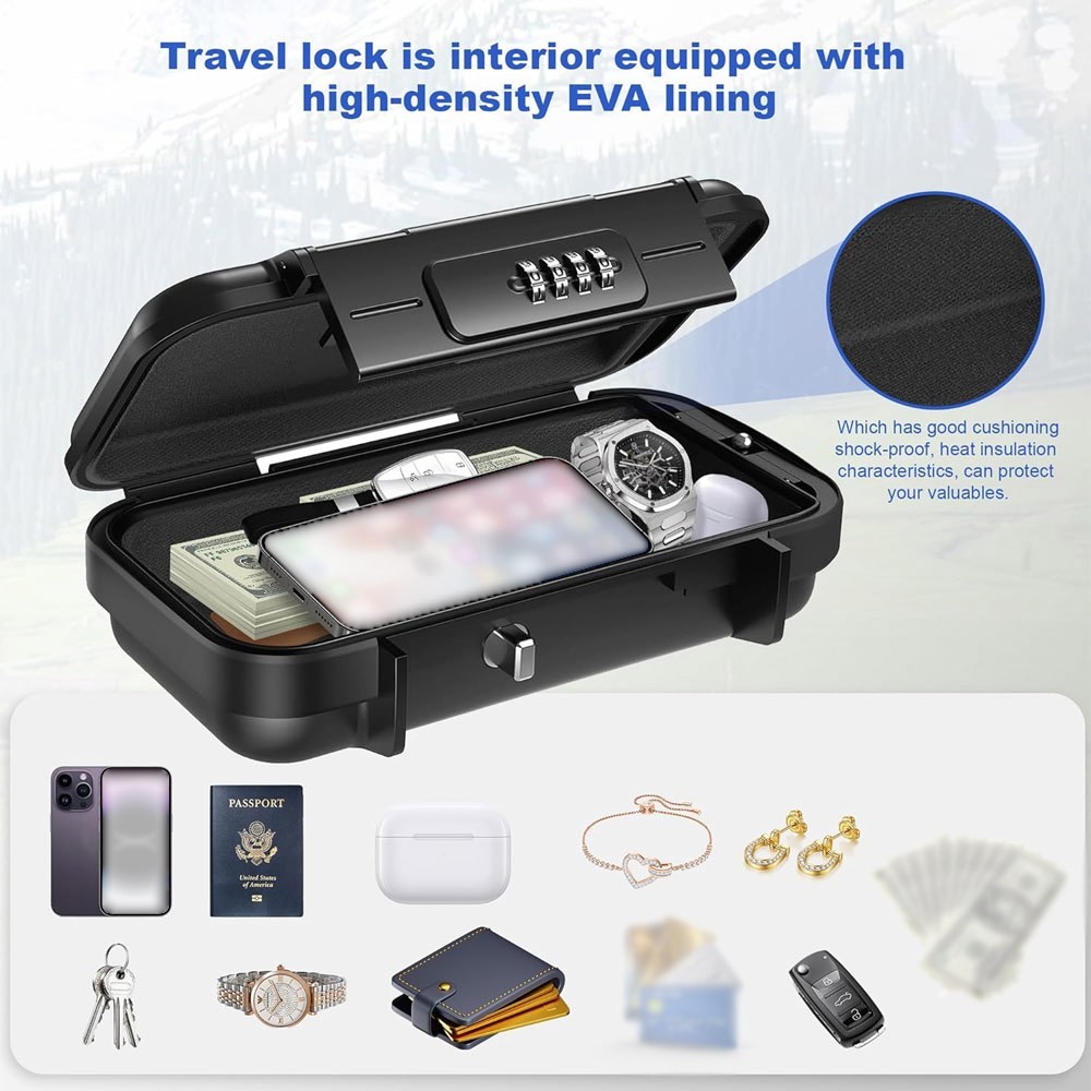 Safe Box Combination Security Case Travel Lockbox with Code Waterproof Portable