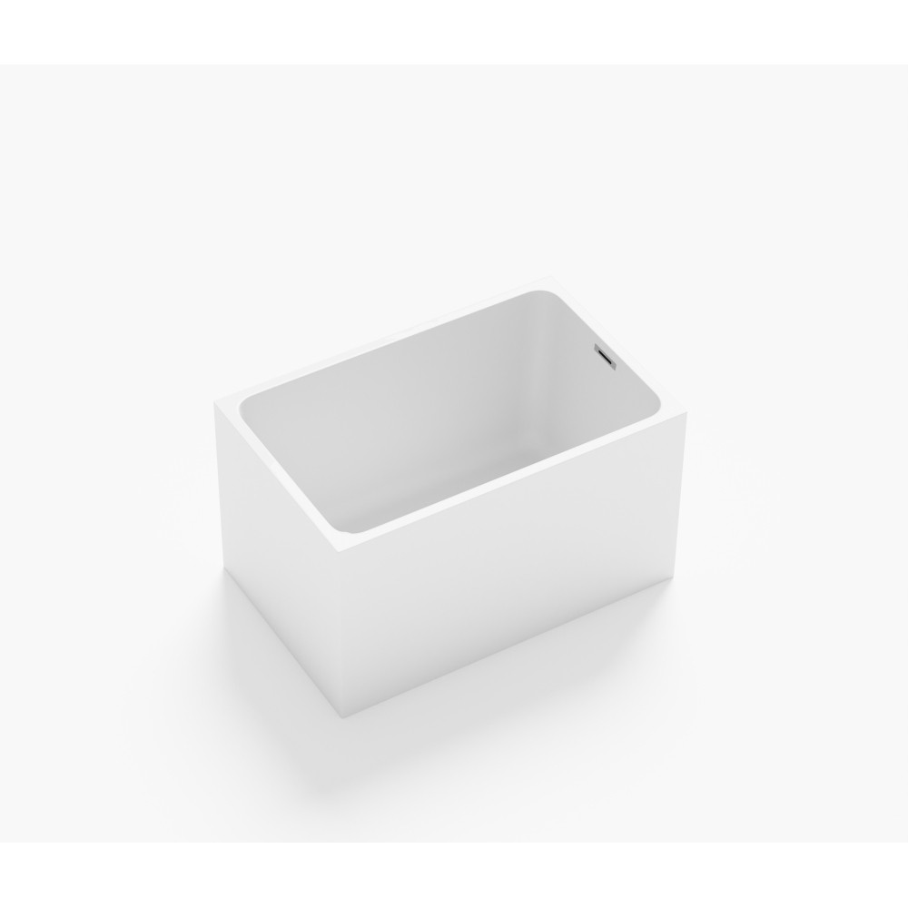 White Rectangular 47x28-inch Acrylic Soaking Tub, Chrome Drain, Easy Clean