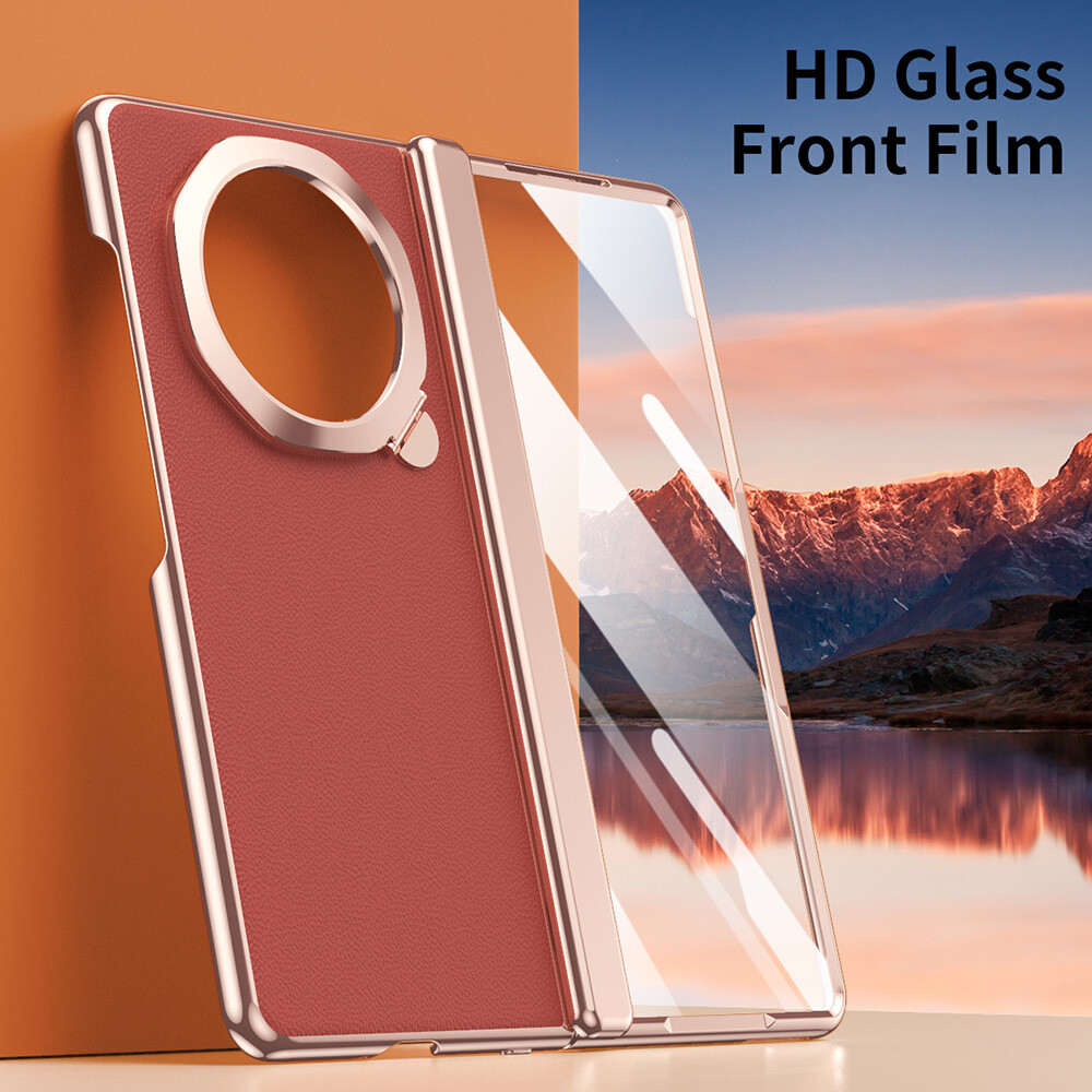 For Honor Magic V3 Premium PC+PU Leather Phone Case with Hinge Protection