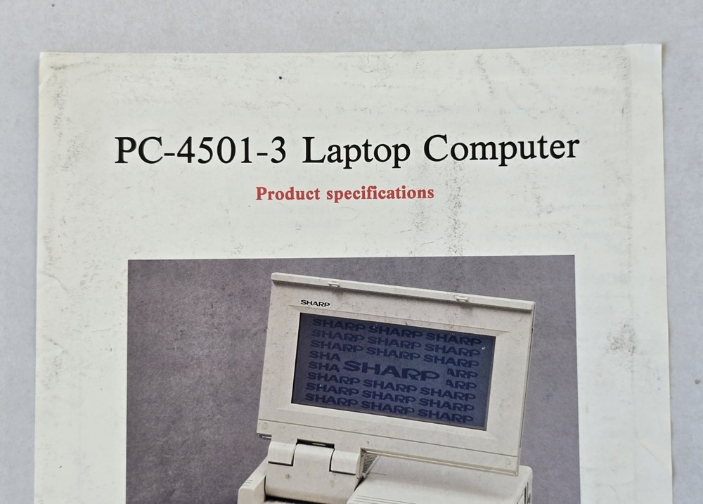 Sharp - PC-4501-3 Laptop Computer - Product Specifications Handout (1 Sheet)
