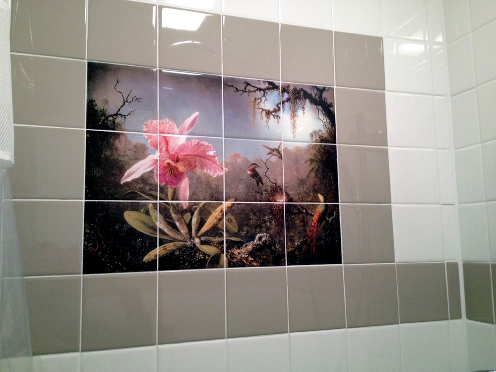 Art Mural Ceramic Orchid Bath Backsplash 4.25 Tile #281
