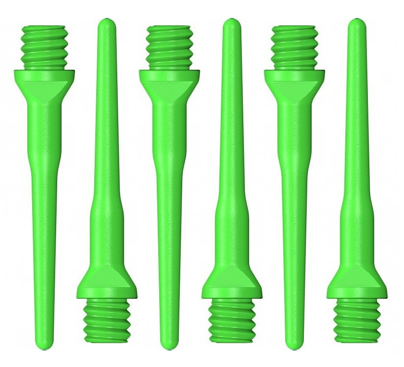 100 Tufflex 2BA Plastic 25mm Soft Tip Dart Points - Green
