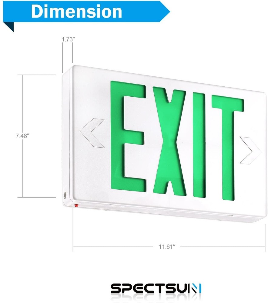 Spectsun 4 Packs UL Listed -Green Exit Sign with Battery Backup Led Exit Light.