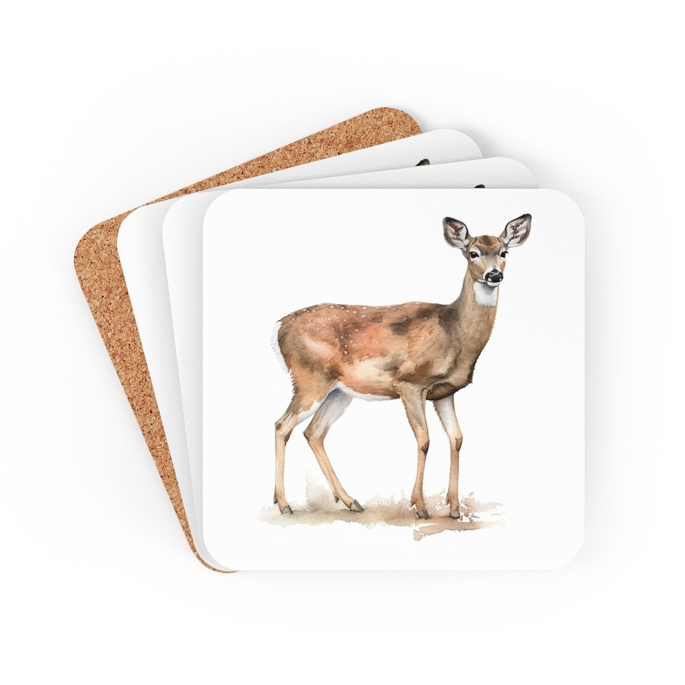 Rustic Wild Doe Cork Coaster Set | Simply Rustic Collection