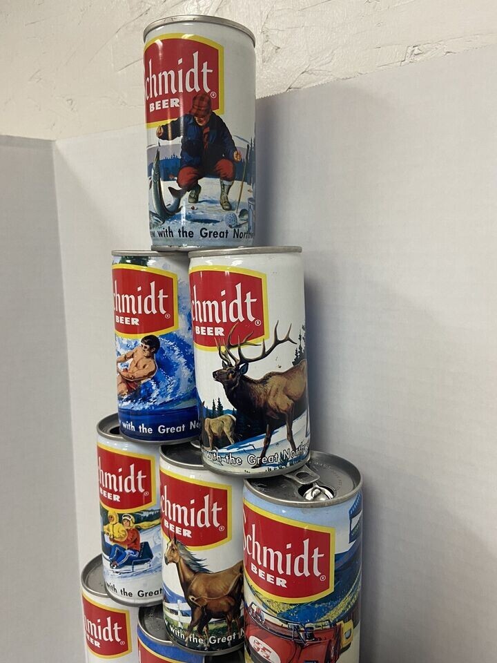 complete 21 can set 1970s schmidt beer scenic collectors empty cans sharp images