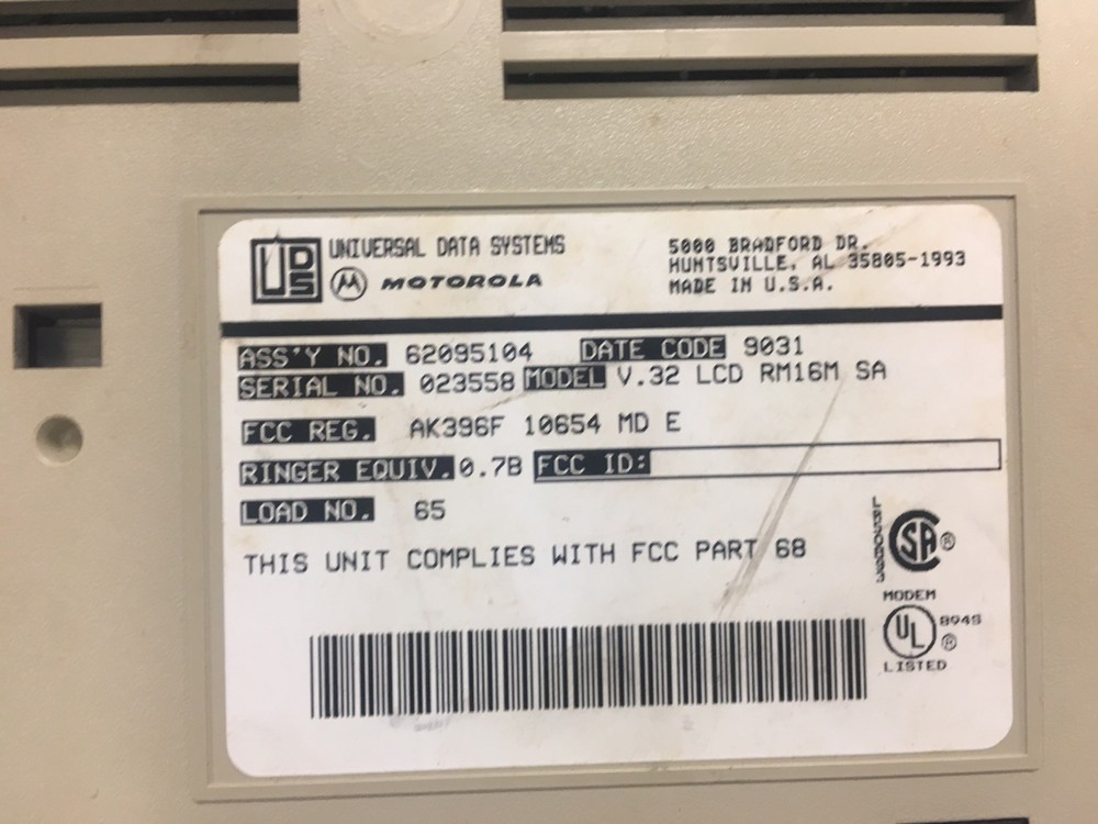 Universal Data Systems UDS V.32 Motorola Modem