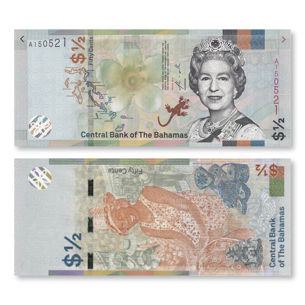 Bahamas Set: Half–$5 Dollars, 2017–2020, B348–B351, UNC