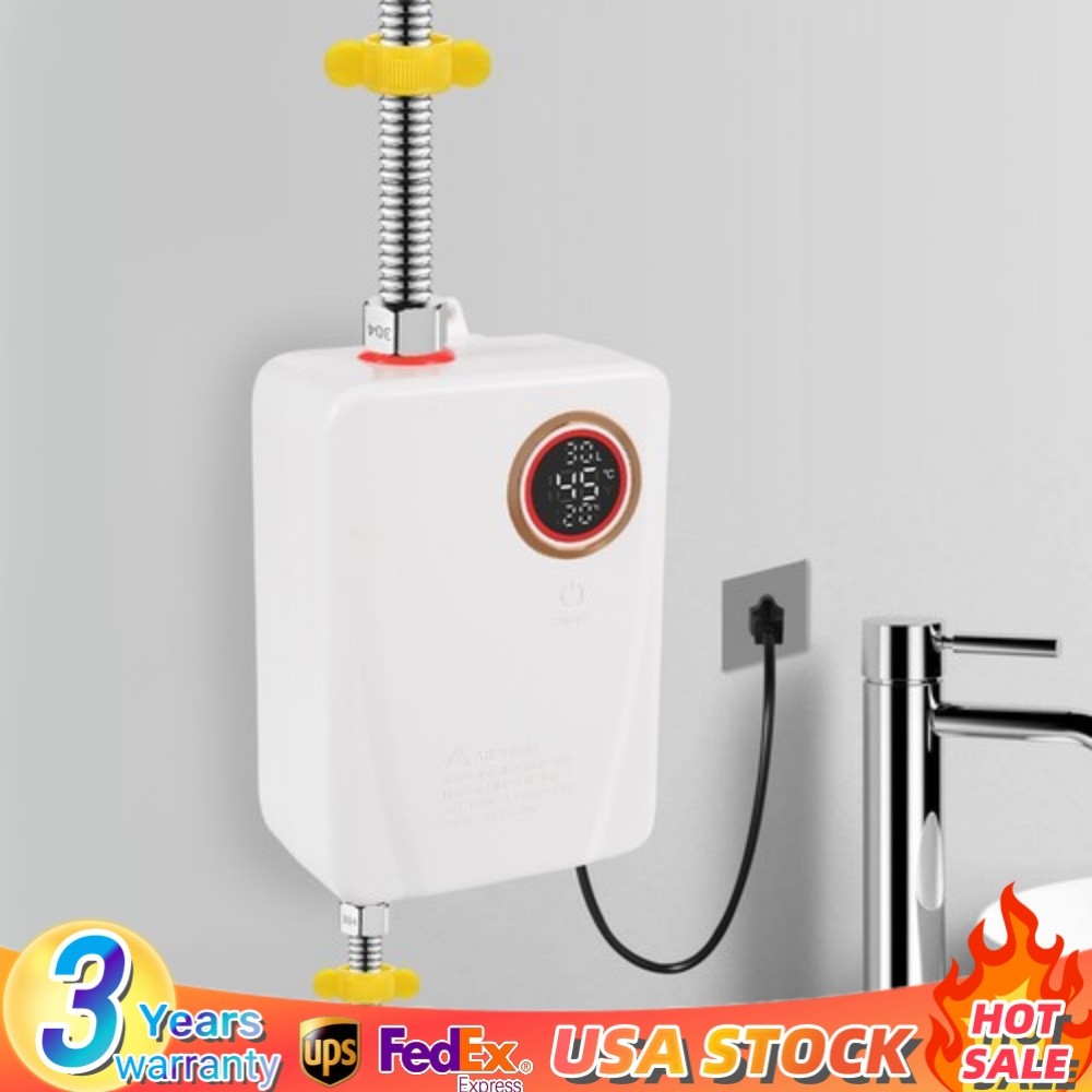 Electric Tankless Water Heater Instant Hot Shower Kitchen Heater 110V 3000W